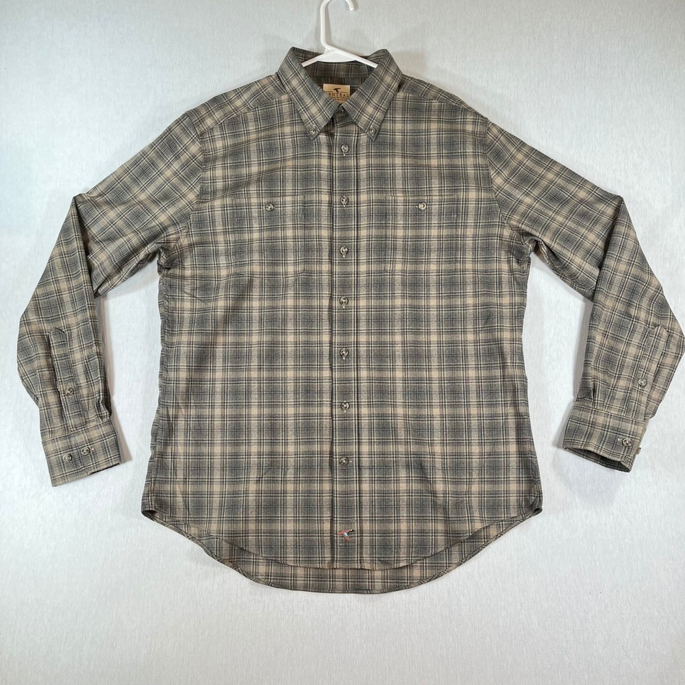 Genteal Performance Shirt Mens L Brown Plaid Long Sleeve Button Down Preppy